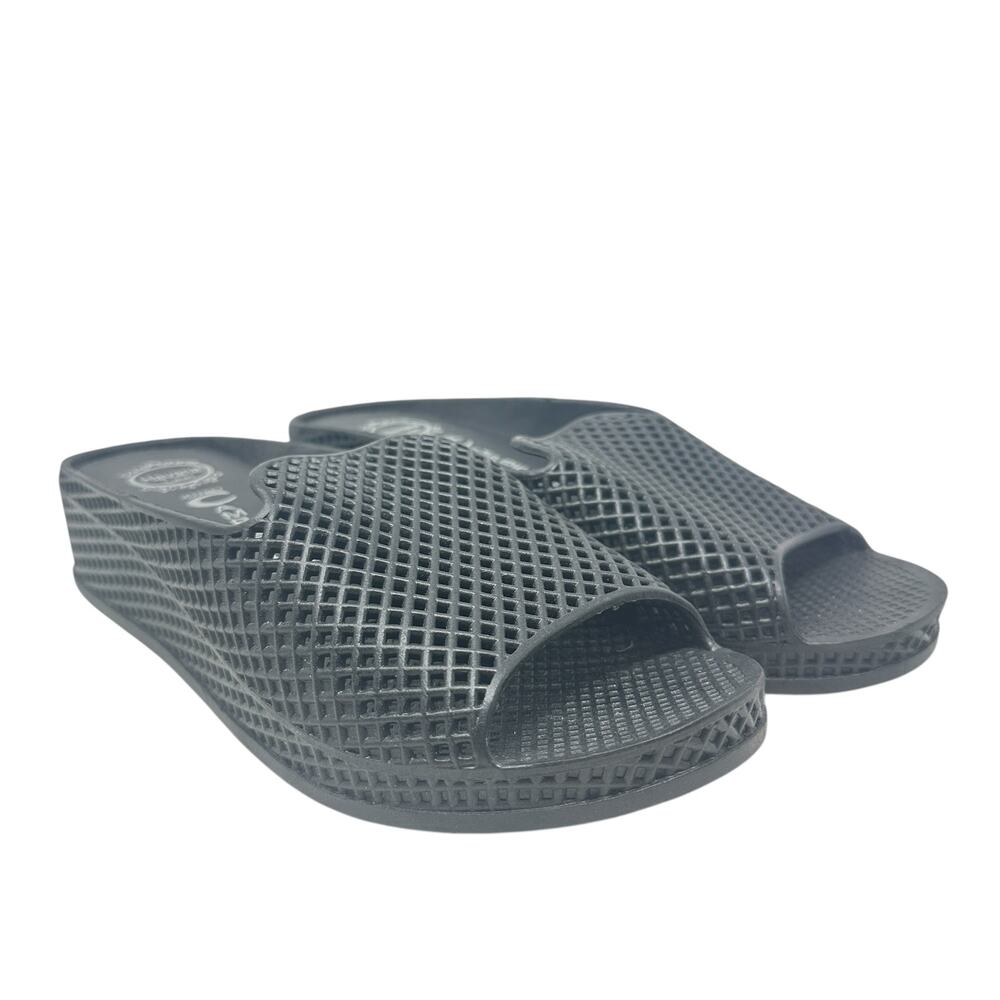 Jeffrey Campbell Last Fling Sandals Slide Perforated Rubber Black Size‎ US 8